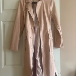 Women’s Long Leather Pink Trench Coat